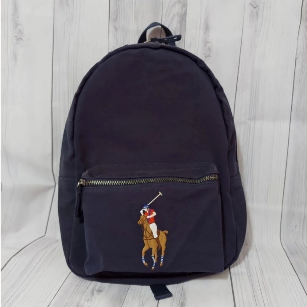 Polo Ralph Lauren Navy Blue Canvas Big Pony  Backpack